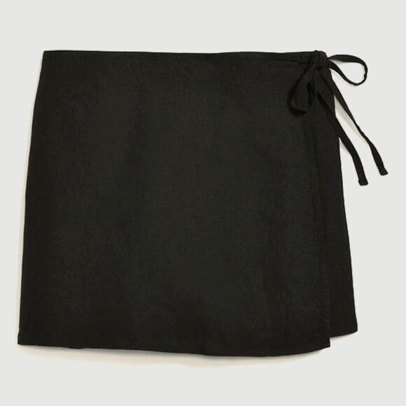 NWOT, SZ PM, Linen Skort w/ Side Tie, Black - Picture 1 of 3